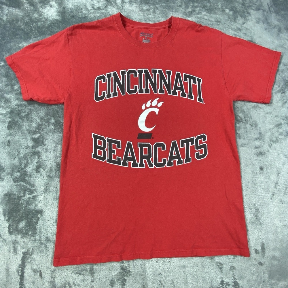 Cincinnati Bearcats Shirt Medium Red Tee Center Logo Spellout College NCAA Team - Picture 2 of 8